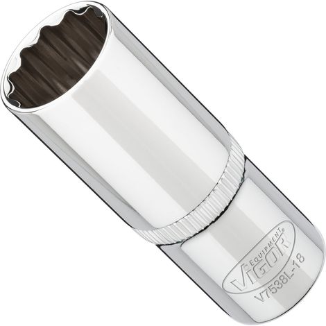 VIGOR Steckschlüsseleinsatz, lang, 3/8 (10 mm) Vierkant hohl, Außen Doppelsechskant Profil, SW 18 mm (1/3)