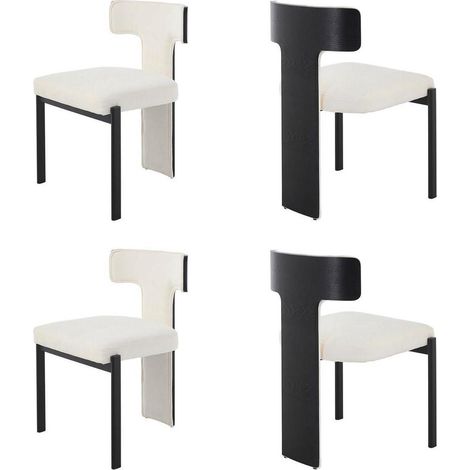 Esszimmerstühle 4er Set, Kunstleder, T-Rückenlehne, Weiß (1/5)