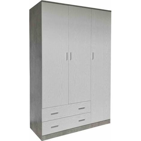 ARMADIO SPACE 3A+2C CEMENTO/BIANCO F. 120X52X190CM