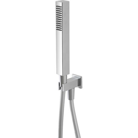 Set doccia cromo con doccetta quadrata presa acqua e flessibile