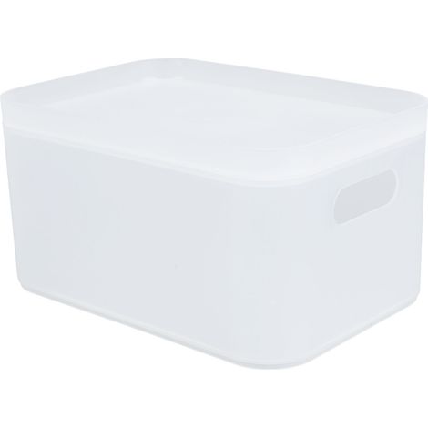 Grand Panier de Rangement en Plastique Transparent, Boîte de Rangement Pliable avec Couvercle, Grande Capacité, Empilable pour Bureau, Maison, Salle de Bain (1/5)