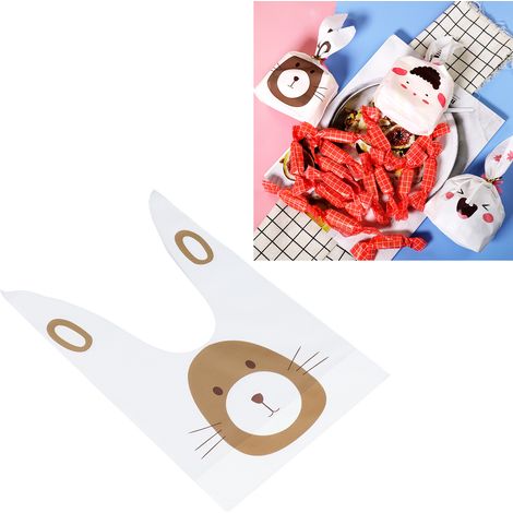 Geschenktüten, 50er-Packung, aus EVA, mit langen Henkeln, 23 x 13,5 cm, zum Verpacken von hausgemachtem Gebäck. (1/5)
