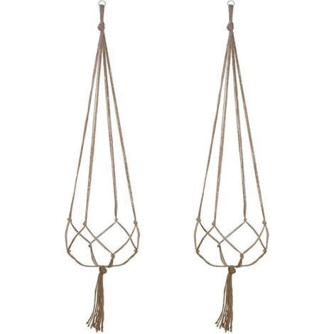 Lot de 2 Suspension Plante pour Pot de Fleurs Cache-Pots Suspension en Corde Suspension Plante Macramé Porte Décoration pour Interieur et Extérieur Suspendue Décoration Balcon Maison (122cm) (1/5)