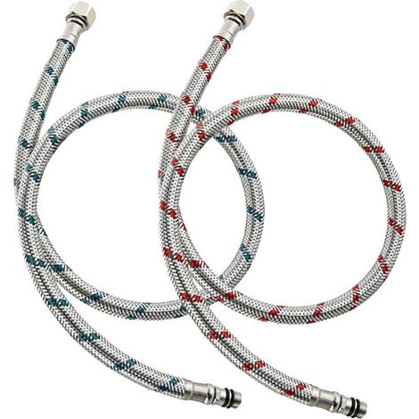 2 Pièces Flexible Robinet Cuisine G3/8 X M10 X 60cm Tuyau de Raccordement de Robinet Flexible pour Robinet Mitigeur éVier de Salle de Bains,Acier Inoxydable