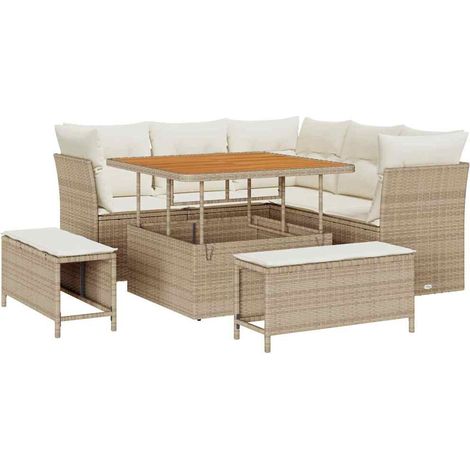 Maison Exclusive - Set Divano da Giardino con cuscino 8 pcs beige e panna