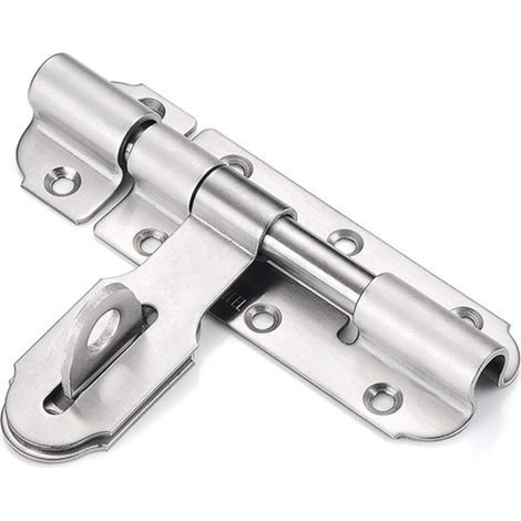 Verrou de porte coulissante en acier inoxydable 100 mm avec fermoir à cadenas, verrou de porte robuste pour salle de bain, toilettes, jardin, abri de jardin (1/5)