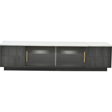 CAIziMeuble TV de luxe de 160 cm avec plateau en marbre (1/5)