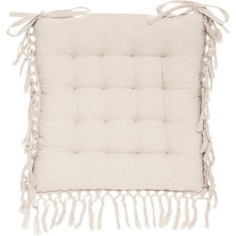 Lot de 6 galettes de chaise carrées coloris ivoire en coton - Longueur 40 x Profondeur 40 x Hauteur 5 cm -PEGANE-
