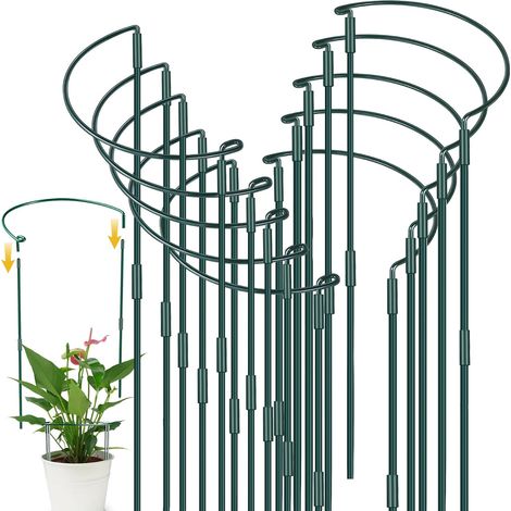 10 x 25 x 80 cm Plant Stakes, Green Half Round Pegs, Support for Garden Plants, Half-Round Garden Plant Support, for Hydrangeas, Peonies, Perennials, Vegetables (1/5)