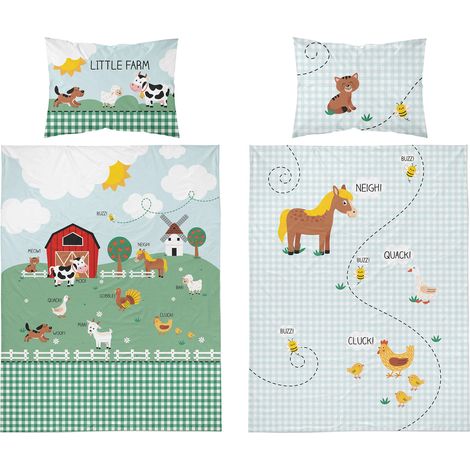 Linge de lit bébé 100x135 cm, coton Tractor Farm (1/4)