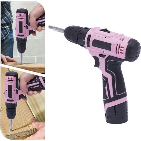 Pink Cordless Drill Set Electric Screwdriver Power Driver Kit for Women 26 Piece (1/5)