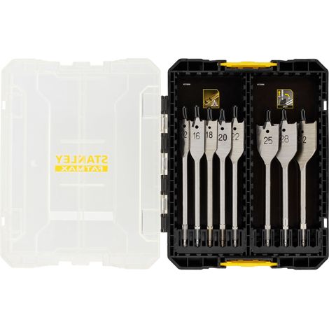 Stanley – Coffret de 8 mèches à bois plates 12-32mm x 152mm – Pour perçage rapide et précis – Compatible perceuse visseuse