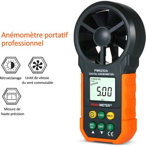 Decdeal Peakmeter -Handheld -Anemometer tragbarer Windgeschwindigkeitsmesser CFM -Messgeräte Luftstrom -Thermometer mit LCD -Hintergrundbeleuchtung für die Wetterdatenerfassung im Freien im Segeln von