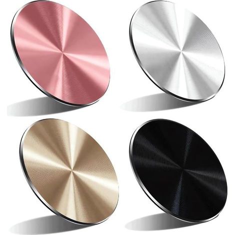 4 PCS Plaque Métallique Aimantée, Support Voiture Magnétique avec Adhésif 3M, Plaque Téléphone pour Fixation Discrète sur Smartphone et Accessoires (1/5)