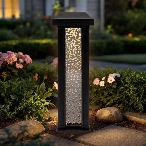 LED Solar Gartenstecker im Sprudelsäule Design - 30 cm - Garten Deko Wegeleuchte warm weiß