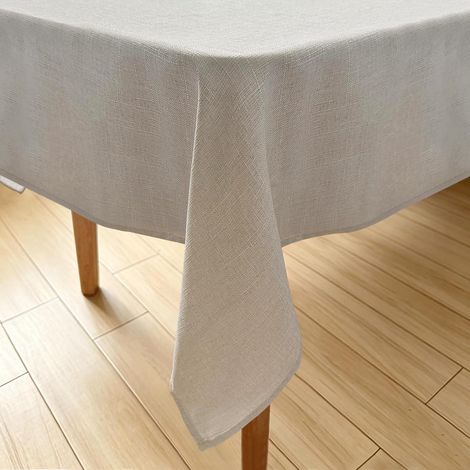 Nappe lavable aspect lin gris blanc 140x240 cm rectangulaire