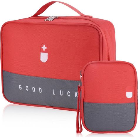 Trousse de premiers secours lot de 2, étanche, avec séparateurs, rouge
