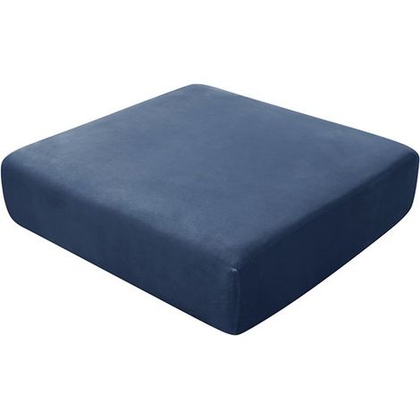 Fodera elasticizzata in peluche per cuscino di seduta del divano，Cuscino singolo sostituibile，Lunghezza 65-90 cm，larghezza 65-90 cm，Blu medio (1/5)