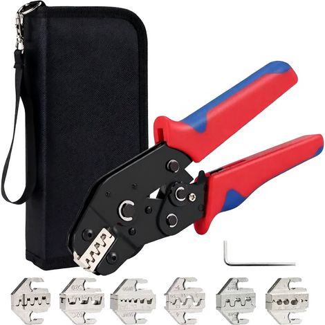Kit crimpado profesional con bolsa, alicates trinquete 4 matrices intercambiables rango ajustable, para múltiples terminales, ideal electricistas y bricolaje auto