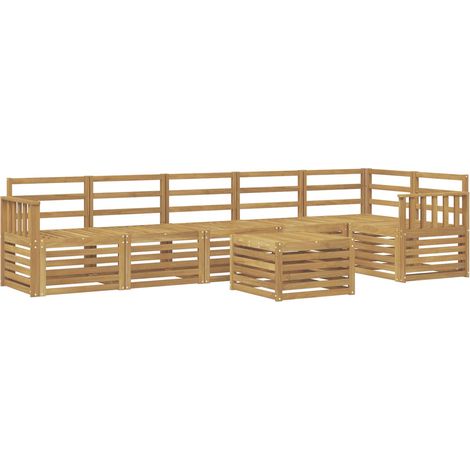 Outdoor Sofa Set 7 pcs White Solid Acacia Wood vidaXL (1/5)