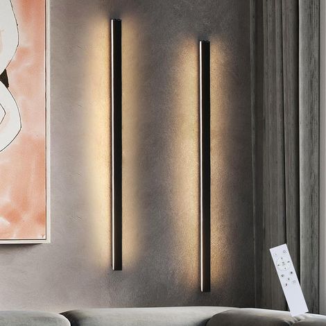 ZMH Lot de 2 appliques murales LED pour intérieur - 100 cm - Noir - Lampe de couloir moderne - Design pivotant - Lampe d'escalier - Intensité variable indirecte - Blanc chaud - Éclairage mural pour sa (1/5)