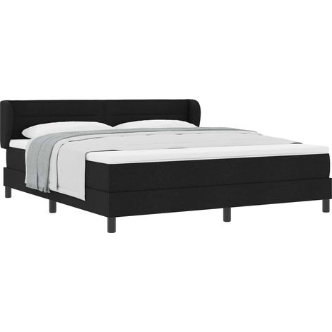 Lit double Lit adulte Lit à ressorts avec matelas Noir 180 x 200 cm tissu (1/5)