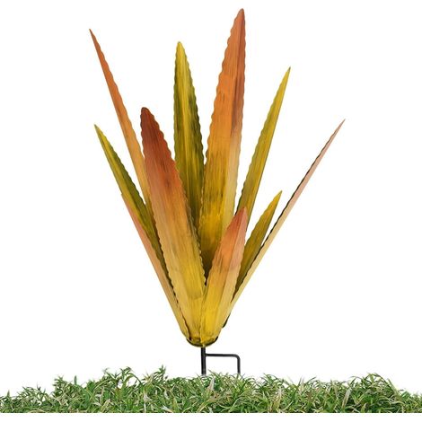 1 Sculpture Agave, Métal forgé, Peinte à la main, 29x29x45cm, Décoration Jardin Intérieur Extérieur