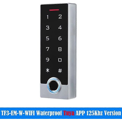 Lecteur de cartes de contrôle d'accès Wi-Fi étanche IP68 avec application Tuya, 125 kHz, 10 000 utilisateurs, clavier numérique tactile. (1/5)