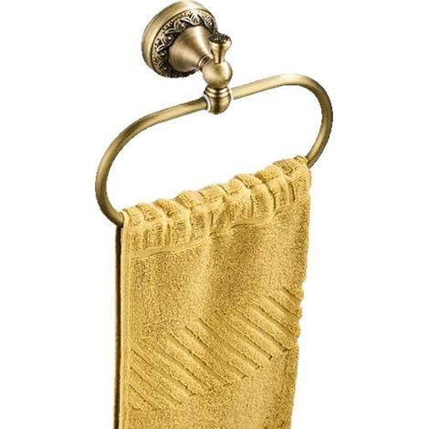 Porte-Serviettes in Laiton Antique, Anneau Porte-Serviettes Ovale Retro in Laiton Accessoire de Salle de Bain Mural pour la Maison o l'Auberge (1/5)
