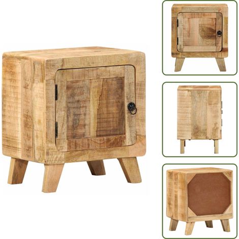 Table de chevet 40x32x46 cm bois de manguier massif brut - Table De Chevet - Tables De Chevet - Armoire De Lit - Table D'appoint Pour Chambre À Coucher (1/5)