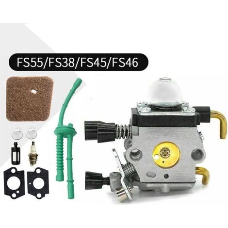 Vergaser für Stihl FS55, FS38, FS55R, FS55RC, HL45, KM55, FS80, FR85, FH75, FS45, FS46, FS74, FS75, HL75, HS70, C1Q-S63, C1Q-S69 Motor, Freischneider, Trimmer, inklusive Dichtung, Zündkerze, Schwamm, 
