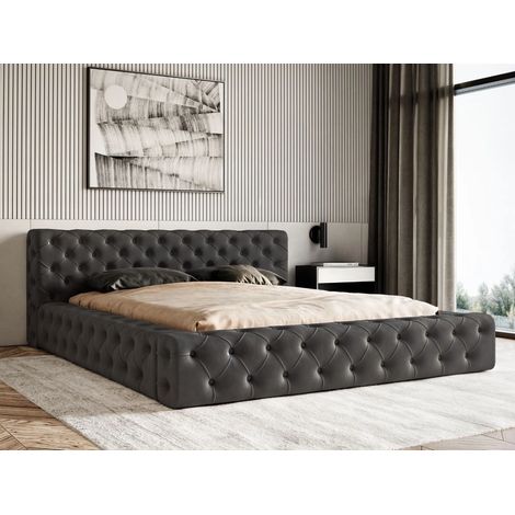 Lit rembourré avec rangement 180x200 velours noir Palini (1/5)