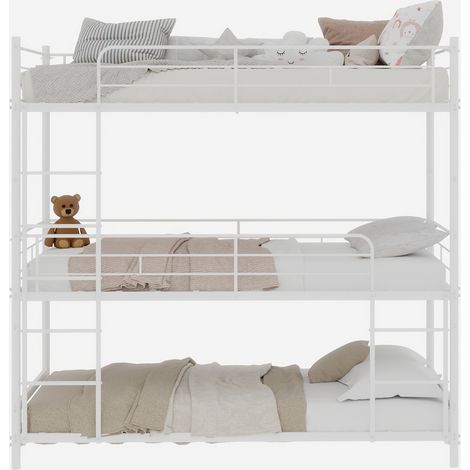 Lit triple superposé robuste avec échelle et barrières, sans matelas (1/5)