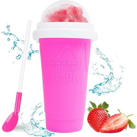 Slush-Becher, Eisbecher, Silikonbecher, Quetschbecher, erfrischender Sommer-Smoothie-Becher, doppelwandiger Becher, Slush-Becher, Smoothie-Becher