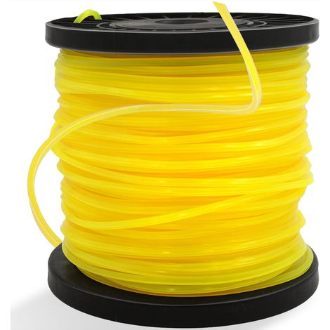 Ligne de coupe en nylon solide, ligne de coupe carrée 2,4 mm x 100 m pour coupe-herbe de jardin et tondeuse électrique, jaune, diagonale de 0,095 pouces, 3,4 mm (1/5)