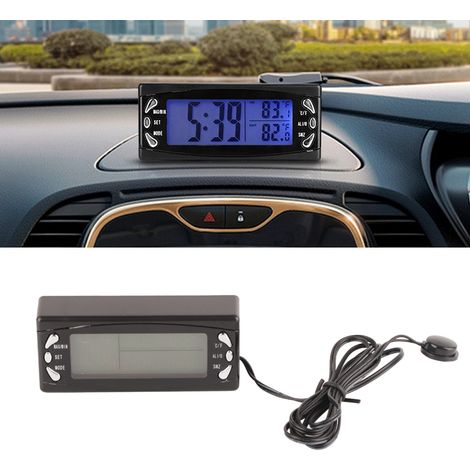 Thermomètre numérique 12 V pour voiture, horloge, écran LCD, affichage de la température et fonction alarme CT23 (1/5)