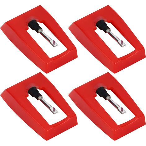 Aiguille de platine vinyle, lot de 4 aiguilles de rechange en ABS et aluminium, stylet conique en céramique diamantée pour phonographe (1/5)