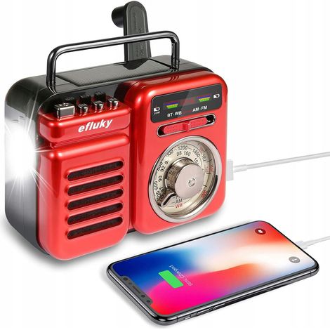 Radio a manovella Efluky con USB, AM, FM, SOS e power bank. (1/5)