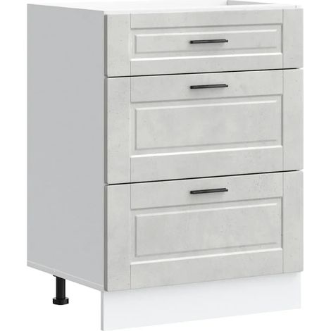 Mobile da cucina ottimizzato con ampio spazio contenitivo regolabile 60 x 46 x 81,5 cm legno composito grigio cemento 020050485