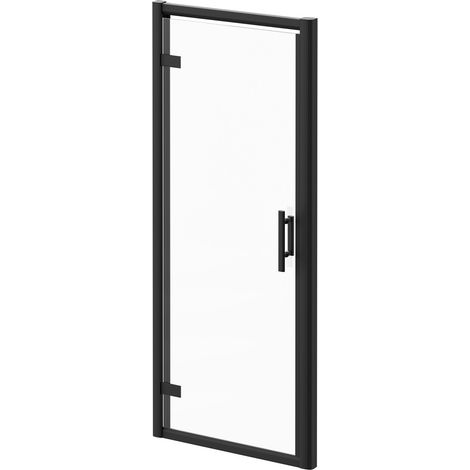 Series 8 Plus Matt Black 800mm Hinged Shower Door (1/5)