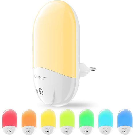 1 Veilleuse LED avec capteur crépusculaire, 8 couleurs, branchement automatique pour chambre enfant (1/5)