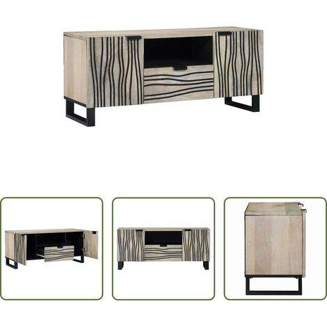 Meuble tv mur - Unites TV avec tiroir Blanc 105 x 33 x 46 cm Bois d'ingénierie (1/5)