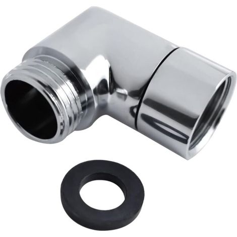90° Hand Shower Adaptor 1/2" Elbow Shower Head Extension Shower Hose Extension Silver