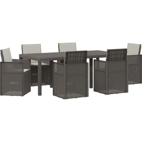 Maison Exclusive - Set da Pranzo per Giardino 7 pz Grigio Chiaro PP (1/5)