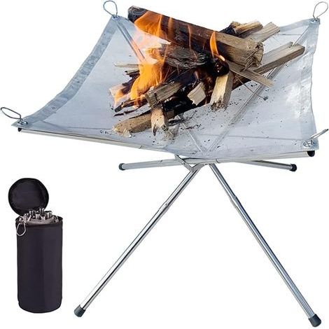 Brasero portátil para jardín, fácil de guardar, plegable, de acero inoxidable, para fogatas, calefacción exterior, chimenea - Mediano: 42x42x32 (1/5)