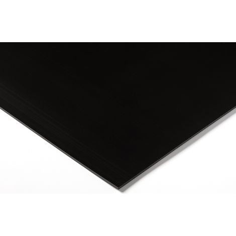 Rs Pro – Plaque PEHD noire 1000mm x 500mm x 15mm – Résistance à la traction 25 MPa – Dureté 50 – Indice d'inflammabilité UL 94 HB