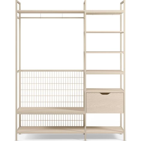 Dressing ouvert dressing modulable 2 éléments en métal et bois L140xH179,5cm - Beige - Aqaba (1/5)