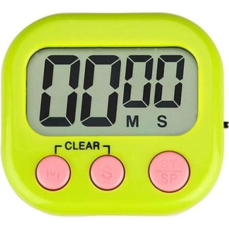 Minuterie de Cuisine Numérique avec Alarme Forte à Grands Chiffres Support Magnétique Minuterie de Cuisson pour la Cuisson Vert