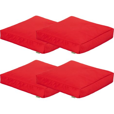 Gardenista - Outdoor-Kissenpolster, wasserabweisende Bodenkissen für den Garten, 60x60x10 cm bequeme Sitzunterlage für Terrassenmöbel und Stühle - Rot 4er-Pack (1/4)