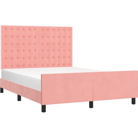 Estructura de cama sin colchón terciopelo rosa 140x200 cm vidaXL (1/4)